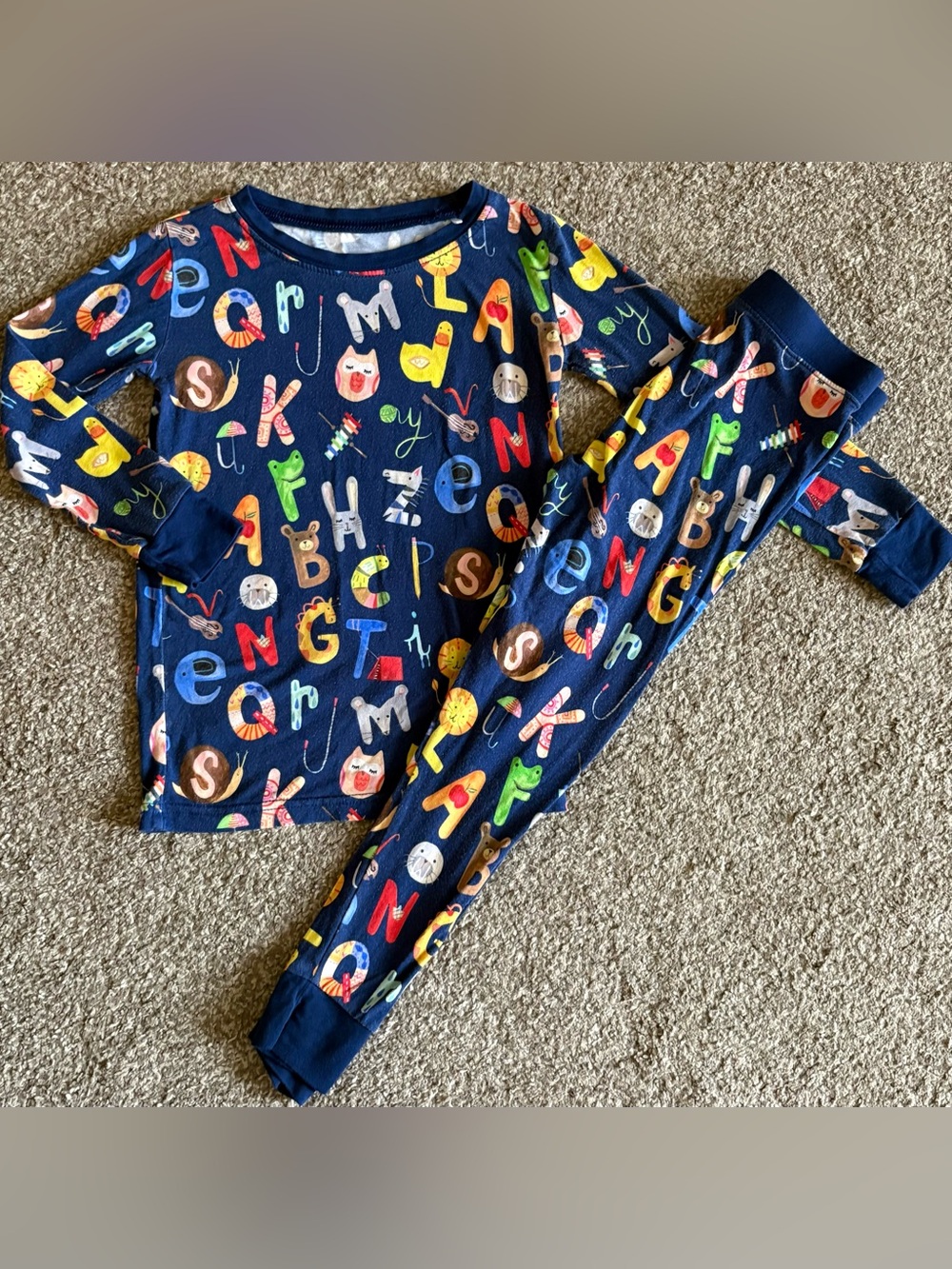 Little Sleepies Navy Alphabet Animal Footed One-Piece Pajama